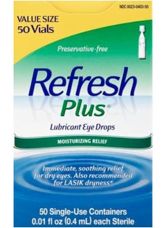 REFRESH Plus Lubricant Eye Drops, Preservative-Free, 0.01 Fl Oz Single-Use Containers, 50 Count, Packaging May Vary  - Image 2