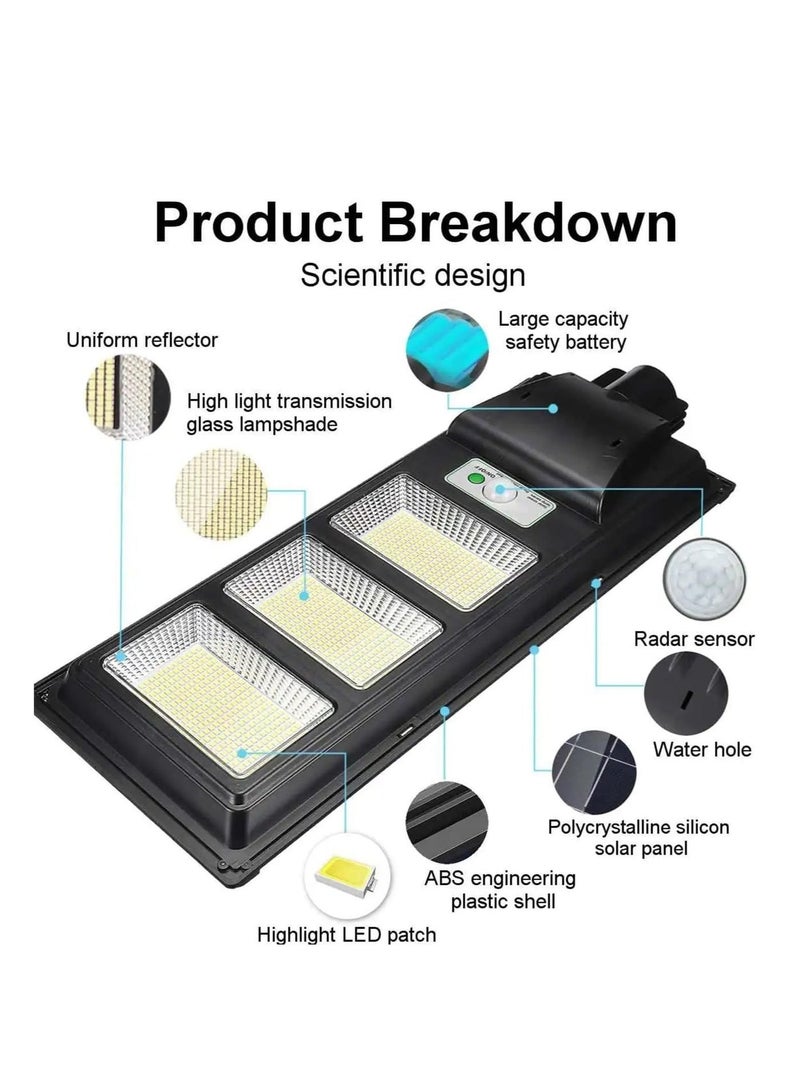 أرابايت مصباح شمسي خارجي قابل للتحكم عن بعد مصباح كشاف LED شمسي مقاوم للماء شريط إضاءة شمسي داخلي/خارجي مصباح حديقة 600 واط مصباح شمسي (أسود) - Image 4