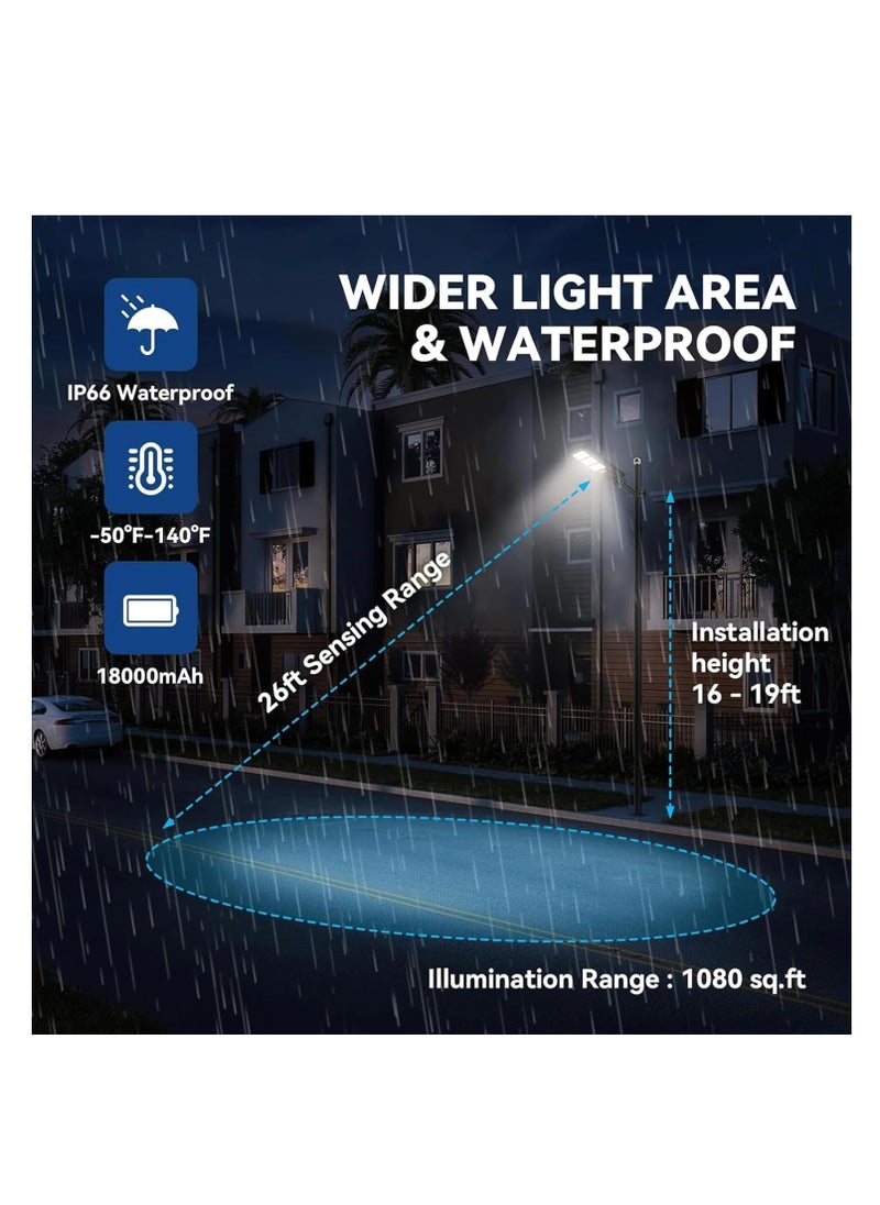 رايتشر - ضوء فيضانات LED يعمل بالطاقة الشمسية عن بعد، مقاوم للماء مع شاحن، ضوء داخلي/خارجي ضوء شمسي حديقة إضاءة الشوارع 600 وات ضوء شمسي (أسود) - Image 1