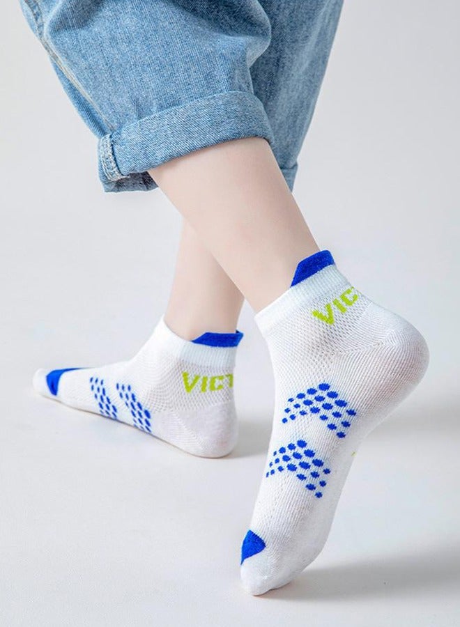 في آي بي 5 أزواج من جوارب الأطفال، جوارب رياضية، جوارب قطنية للأولاد، جوارب شبكية رفيعة قصيرة أنبوبية، جوارب متوسطة للركض للأولاد، ماصة للعرق ومسامية، مناسبة للأطفال من سن 9 إلى 12 عامًا - Image 3