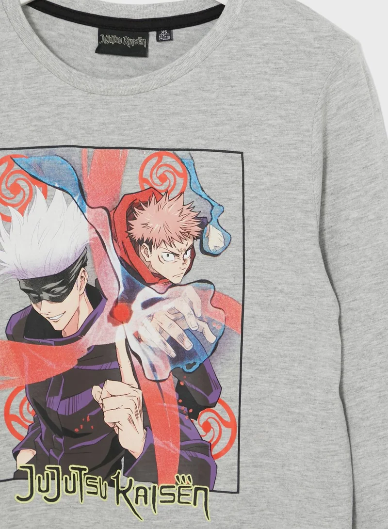 جوجوتسو كايسن Jujutsu Boys Printed Long Sleeve T-Shirt