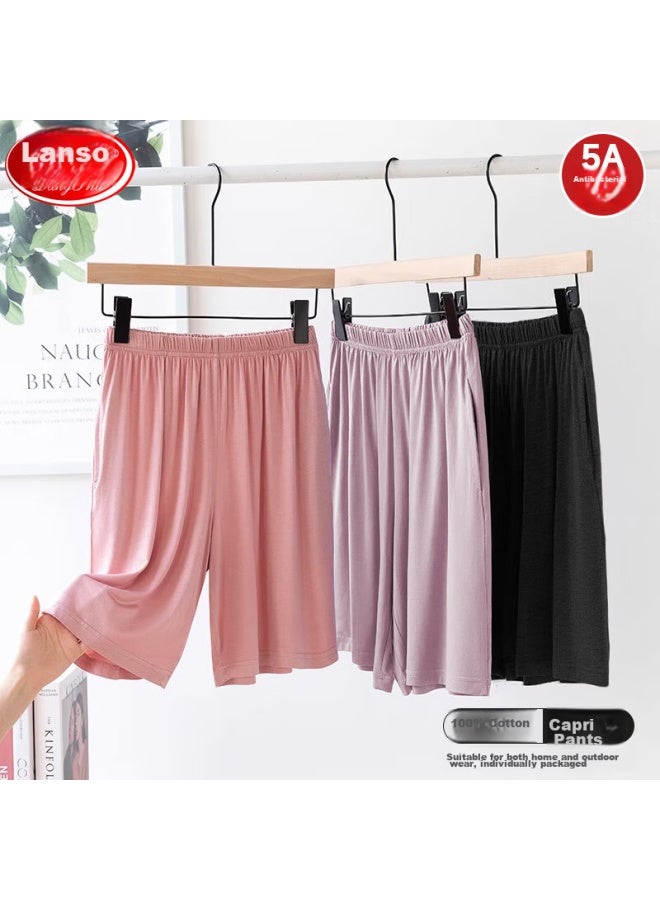 LANG SHA Langsha Women's Cotton Shorts, 5-inch Length, Spring And Autumn Season, 5a Antibacterial, Casual Sports Pants, Suitable For Outdoor Wear, Loose-fitting Sleepwear - Image 1