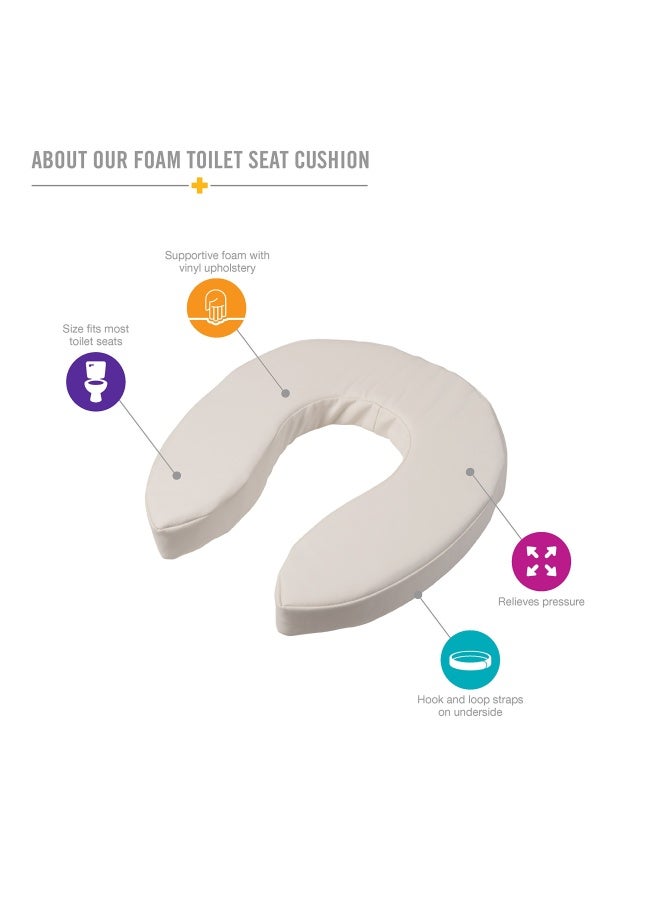 DMI Raised Toilet Seat Cushion Seat Cushion And Seat Cover To Add Extra Padding To The Toilet Seat While Relieving Pressure  Tear Resistant  Fsa And Hsa Eligible  2 Inch Pad  White - Image 2