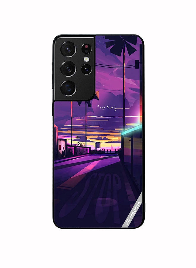 VR CREATIVE Protective Case Cover For Samsung Galaxy S21 Ultra 5G Empty Road Design Multicolour - Image 1