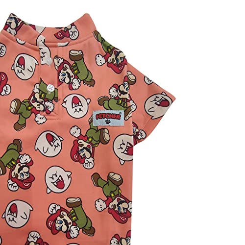 FETCHER Mario Printed Peach Premium Warm Fleece Sweatshirt for Dogs and Cats | Winter wear (20" X-Large) - Image 2
