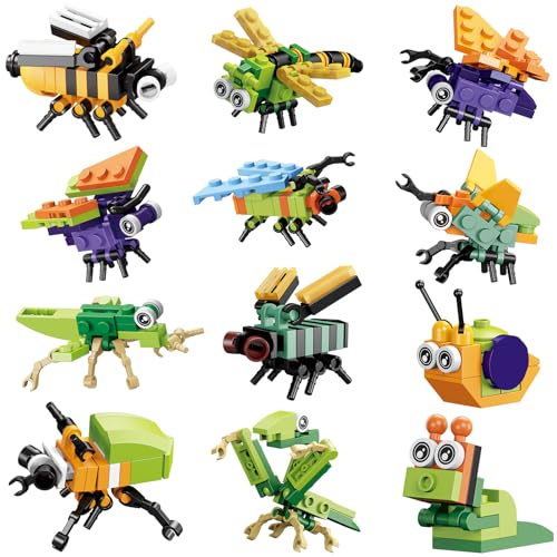 BRICHBROW Party Favors for Kids - 12 Pack Animals Building Blocks for Goodie Bags Stocking Stuffers Classroom Prizes Birthday Gifts Toy Building Sets for Kids 6-12yrs - Image 1