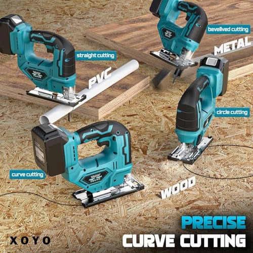 XOYO PRO-X Cordless Jig Saw Machine | Brushless Motor | 21X2 Dual Rechargable Battery | Variable Speed | Bevel Angle (0°-45°) | 3 Position Orbital Setting for Straight/Curve/Circle/Cutts - Image 3