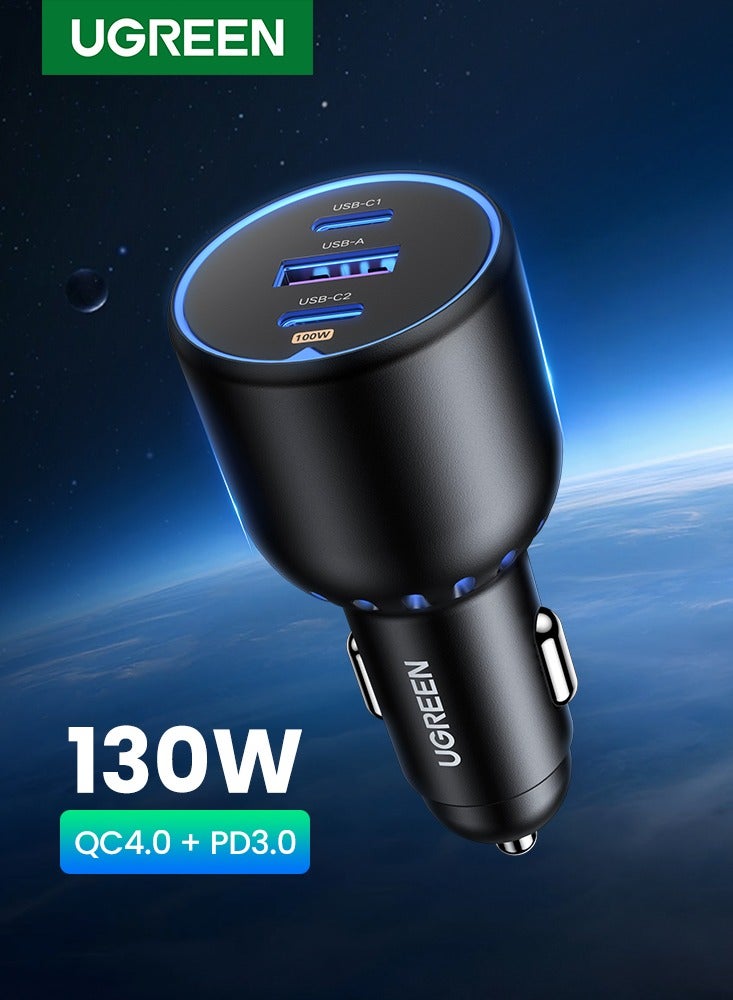 Ugreen 130W Car Charger Fast Charging 2C1A USB Car Power Adapter Laptop Car Fast Charger Plug With LED Indicator Compatible with MacBook Pro Air Mini Lenovo Dell iPhone 16 15 Pro Max Galaxy S25 S24 Ultra - Image 1