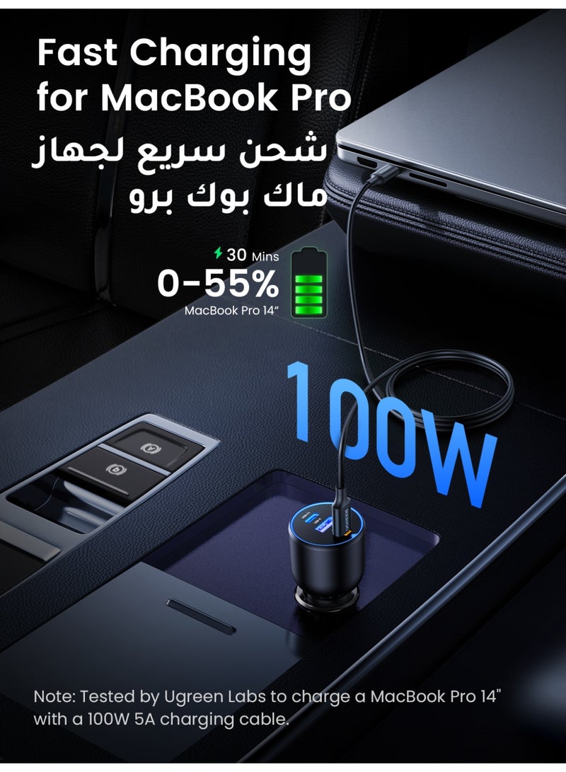 Ugreen 130W Car Charger Fast Charging 2C1A USB Car Power Adapter Laptop Car Fast Charger Plug With LED Indicator Compatible with MacBook Pro Air Mini Lenovo Dell iPhone 16 15 Pro Max Galaxy S25 S24 Ultra - Image 4
