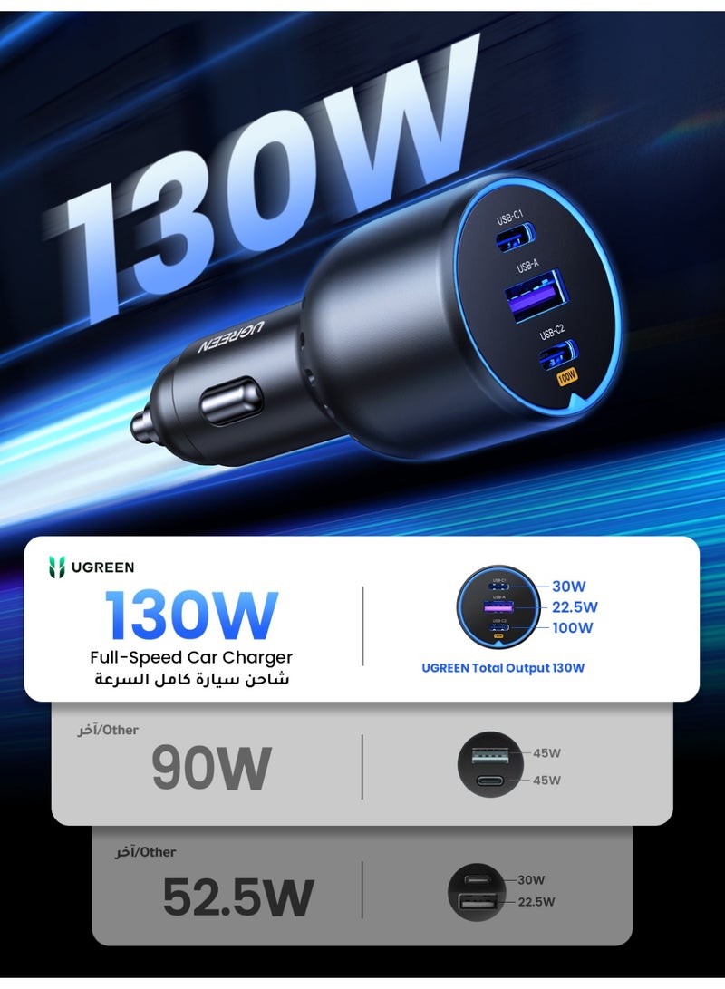 Ugreen 130W Car Charger Fast Charging 2C1A USB Car Power Adapter Laptop Car Fast Charger Plug With LED Indicator Compatible with MacBook Pro Air Mini Lenovo Dell iPhone 16 15 Pro Max Galaxy S25 S24 Ultra 130W - Image 3