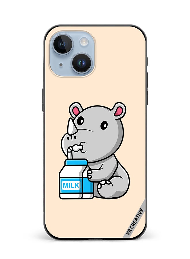 VR CREATIVE Protective Case Cover For Apple iPhone 15 Plus Cute Rhino Design Multicolour - Image 1