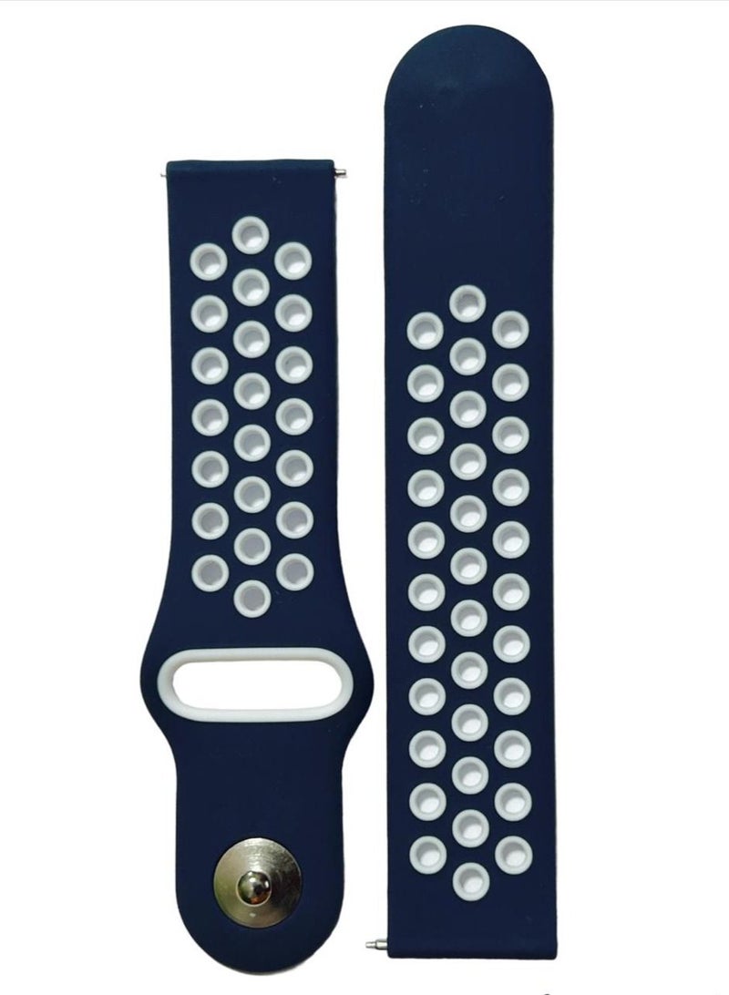 20mm Sport Silicone Watch Band For Huawei Gt 2 42mm - blue/white - Image 2