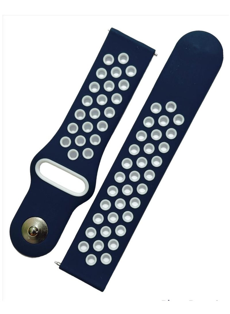 20mm Sport Silicone Watch Band For Huawei Gt 2 42mm - blue/white - Image 1