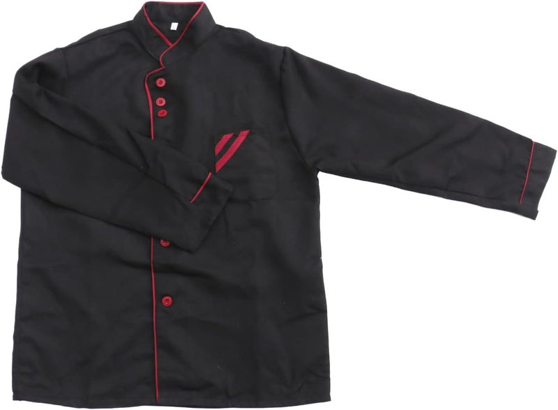 woobles Unisex Chef Coat Mens Long Sleeve Chef Jacket Kitchen Cooking Chef Uniform Personalized Chef Clothing Basical Chef Tops Catering Shirt for Bakery Hotel Restaurant- Size L (Black) - Image 1
