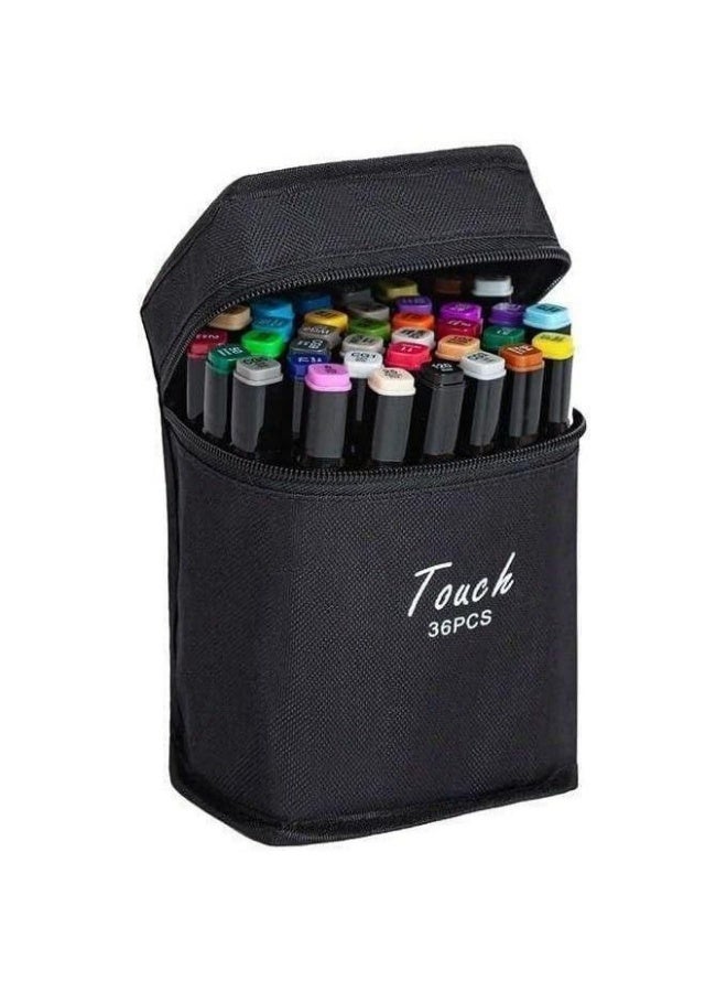 Touch Twin Marker Set - 36 Pieces Black Canvas Zipper Case - Image 2