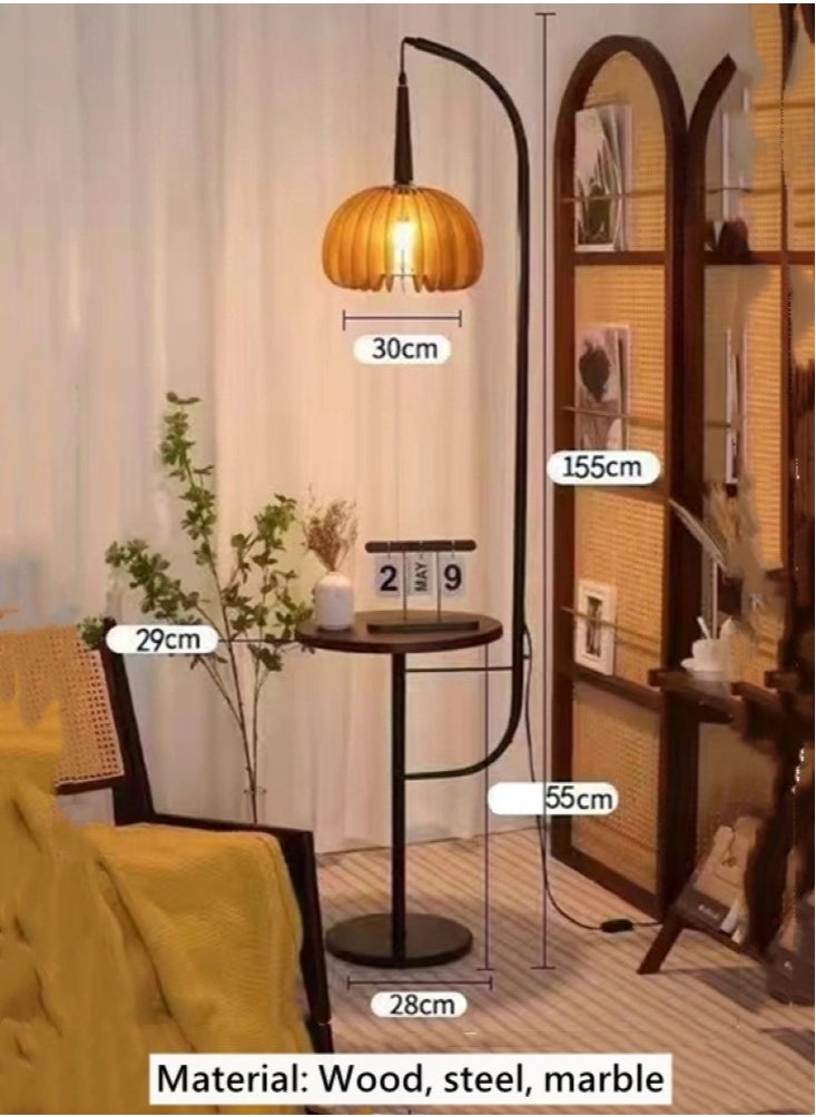 1-Piece Coffee Table With Lamp Sofa Table Bedroom Side Table Brown/Black 29x155 Centimeter
