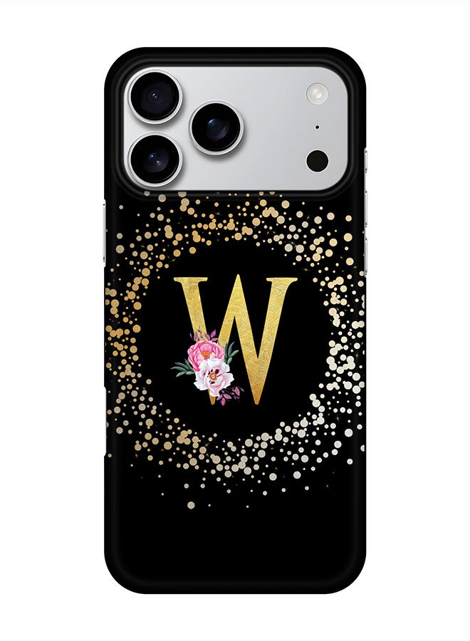Stylizedd For iPhone 17 Pro Max,Case, [Compatible with MagSafe] Magnetic cover Slim fit Protection Matte, - Custom Monogram Floral - W ( Black )