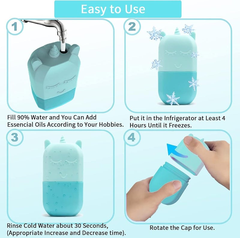 لوكي مجموعة لولب الثلج السعيد للوجه والعلاج بالجوا شا (Gua Sha)، قالب لولب الثلج لعناية بالبشرة، أدوات لولب الثلج والجوا شا، لولب كتل الثلج للعيون والرقبة، لإزالة التورم، تنعيم البشرة، وتقليل التجاعيد الدقيقة - Image 4