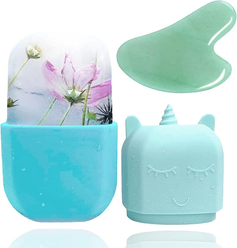 لوكي مجموعة لولب الثلج السعيد للوجه والعلاج بالجوا شا (Gua Sha)، قالب لولب الثلج لعناية بالبشرة، أدوات لولب الثلج والجوا شا، لولب كتل الثلج للعيون والرقبة، لإزالة التورم، تنعيم البشرة، وتقليل التجاعيد الدقيقة - Image 1
