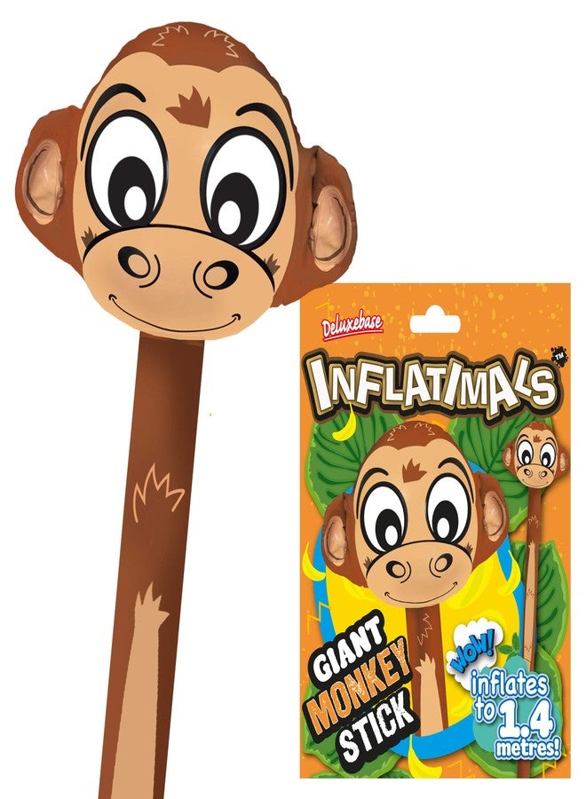 Inflatimals - Monkey from Deluxebase. Jungle Animal Inflatable Toy, Brown Blow Up Kids Party Decoration, Reusable Event Supplies & Room Decor, Inflates to 4.5ft. - Image 1