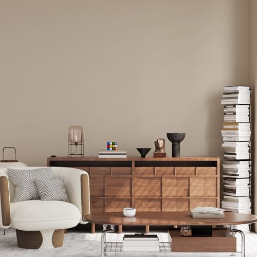 VaryPaper 15.7''x78.7'' Matte Beige Brown Wallpaper Peel and Stick Light Brown Contact Paper for Walls Removable Waterproof Kitchen Cabinet Vinyl Wrap Self Adhesive Wall Paper for Bedroom Bathroom - Image 4