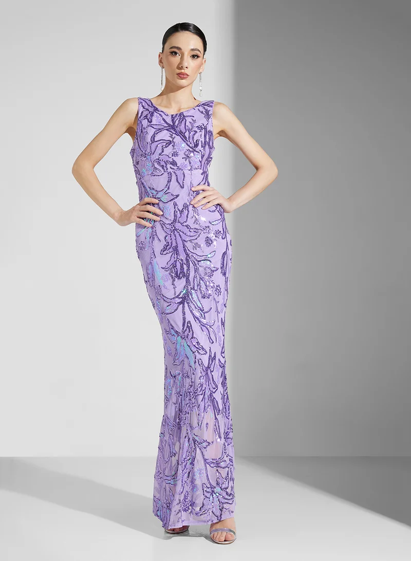 ايلا ليمتد اديشن Floral Sequin Gown Dress