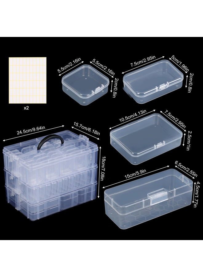 SGHUO Bead Organizer Box, 56 pcs Small Organizers, 3-Tier Stackable Storage Container Box for Art Craft Storage, Washi Tape, Kids Toys, Jewelry, Beauty & Sewing Supplies - Image 2
