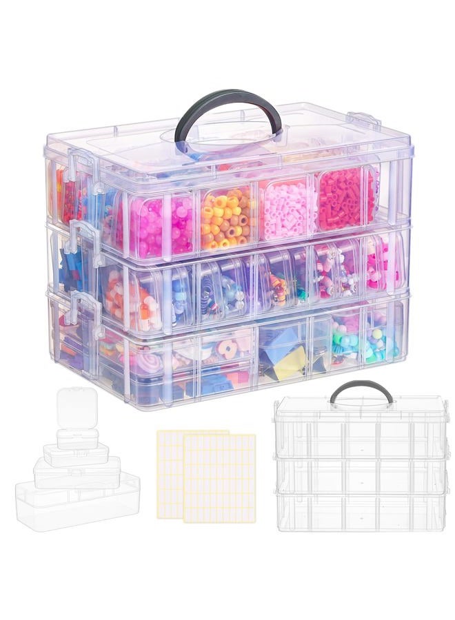 SGHUO Bead Organizer Box, 56 pcs Small Organizers, 3-Tier Stackable Storage Container Box for Art Craft Storage, Washi Tape, Kids Toys, Jewelry, Beauty & Sewing Supplies - Image 1
