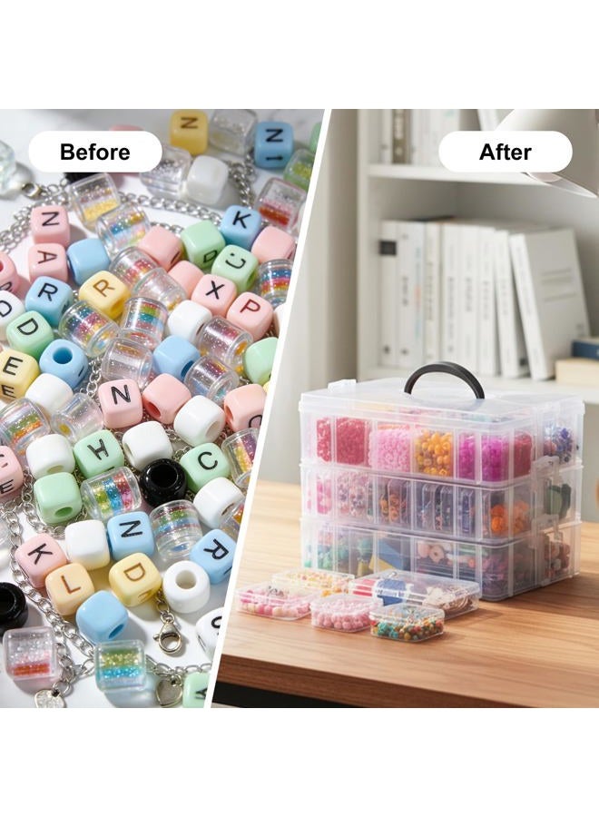 SGHUO Bead Organizer Box, 56 pcs Small Organizers, 3-Tier Stackable Storage Container Box for Art Craft Storage, Washi Tape, Kids Toys, Jewelry, Beauty & Sewing Supplies - Image 4