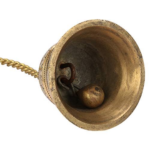 Kartique Brass Hanging Bell with Antique J Hooks - Metal Chain for Porches, Doors, Mandirs - Ideal for Home & Outdoor Decor, Housewarming Gift - Image 2