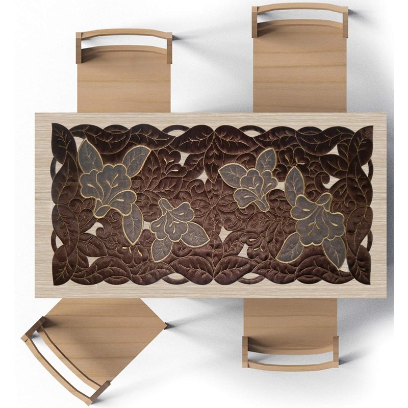 NICASA Designer Cotton Table Runner Brown  - Image 2