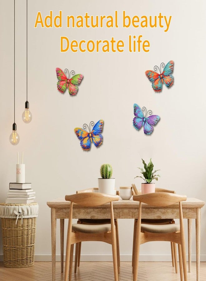 Junware 4 Pieces Metal Butterfly Wall Art Decor - 7.5" Outdoor Fence Wall Sculpture Decor, Hanging Decoration for Garden Yard Living Room Bedroom Patio Balcony, Nice Gift for Mom Friend - Image 3