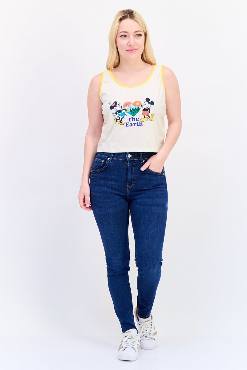 ONLY Only x Disney Women Round Neck Sleeveless Graphic Print Tank Top, Multicolor  - Image 3