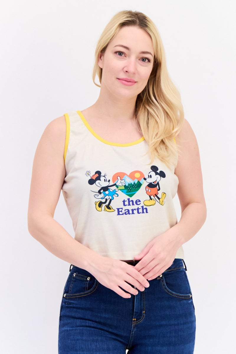 ONLY Only x Disney Women Round Neck Sleeveless Graphic Print Tank Top, Multicolor  - Image 1