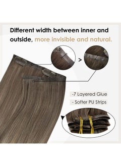 Full Shine Blonde Hair Clip in Human Hair Extensions Ash Brown Balayage to Platinum Blonde Pu Clip in Hair Extensions Invisible Blonde Natrual Remy Hair Silky Straight 120 Grams 16 Inch  - Image 4