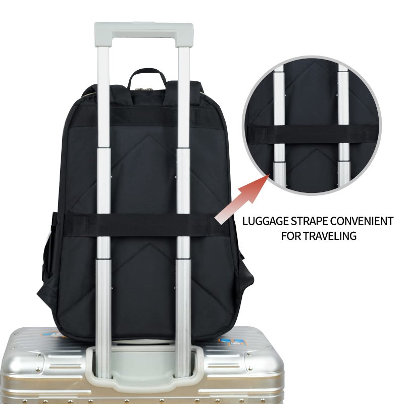 KROSER Laptop Backpack 15.6 Inch Stylish Daypack with USB Charging Port, Water-repellent Nylon Backpack Backpack for Travel/Business/Women/Black - Image 5