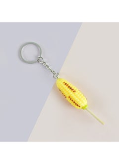 PVC Simulation Food Keychain Fun Squid Whisker Gluten Corn Barbecue String Toy Funny Food Play Model-Color:Corn-Keychain