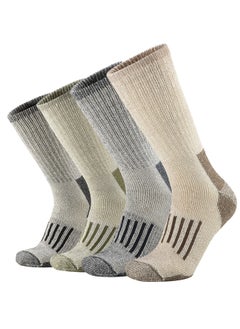 4 Pairs of Merino Wool Socks, Merino Warm Socks for Men and Women, Breathable Warm Wool Cushion Crew Socks, Middle Length Moisture Wicking Wool Socks for Hiking, Running, Skiing