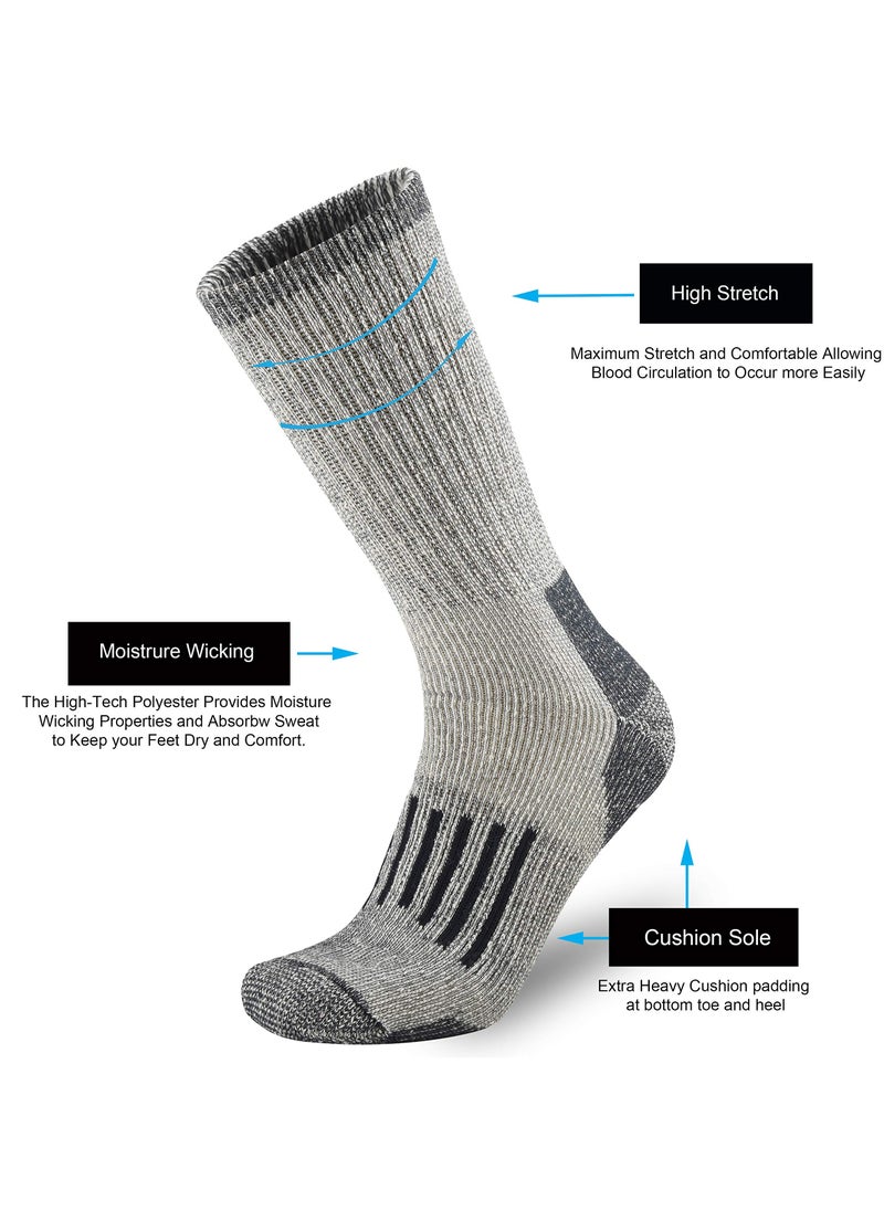 SYOSI - 4 Pairs of Merino Wool Socks, Merino Warm Socks for Men and Women, Breathable Warm Wool Cushion Crew Socks, Middle Length Moisture Wicking Wool Socks for Hiking, Running, Skiing - Image 1