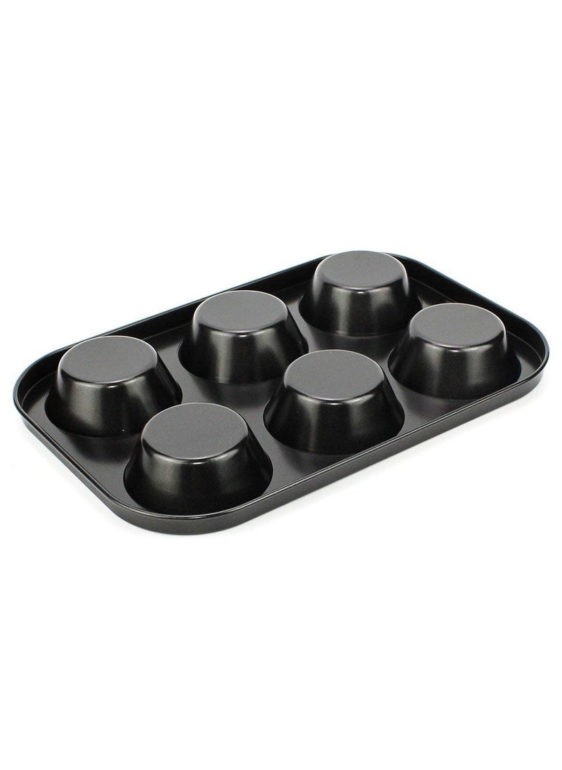 KD ZONE KD ZONE 6 Cavity Metal Round Muffin Tray for Cup Cakes 7 cm Black  - Image 5