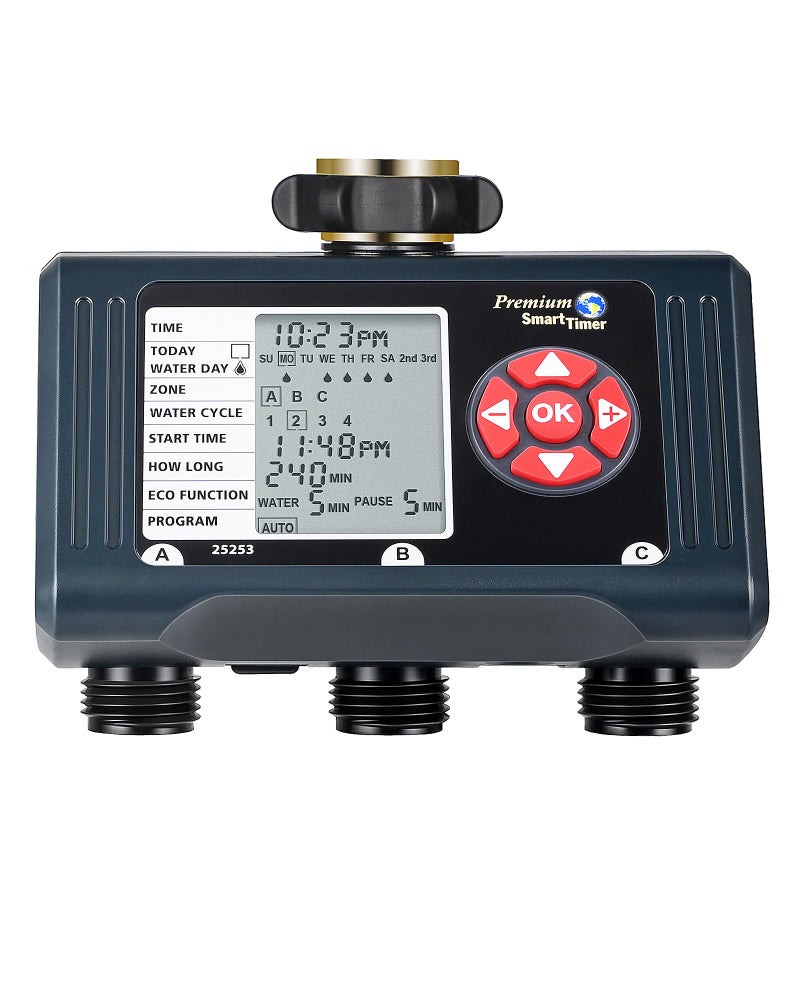 DEWENWILS مؤقت رش المياه DEWENWILS 3 مناطق مع 4 إجراءات قابلة للبرمجة لصنبور المياه للري التلقائي مع تأخير المطر ووضع يدوي للتحكم في الري الخارجي للحديقة والمرج
