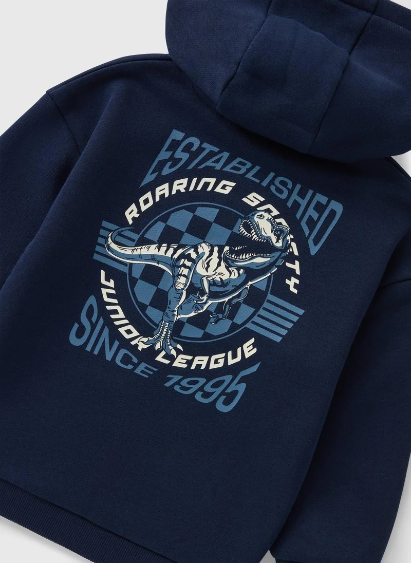 Matalan Boys Navy Dino Graphic Hoodie & Jogging Bottom Set
