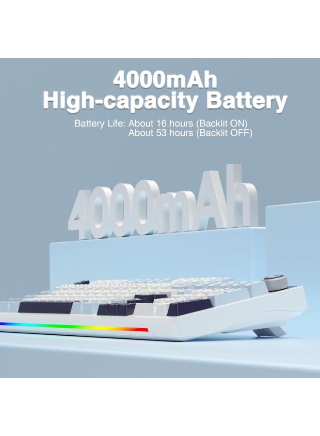 AULA لوحة مفاتيح ميكانيكية لاسلكية S98 Pro – شاشة ذكية ومقبض، ثلاثي الوضع بلوتوث 5.0/2.4G/USB-C، لوحة مفاتيح كريمية مضاءة بـ RGB، مفاتيح خطية مسبقة التشحيم للألعاب والمكتب - Image 2