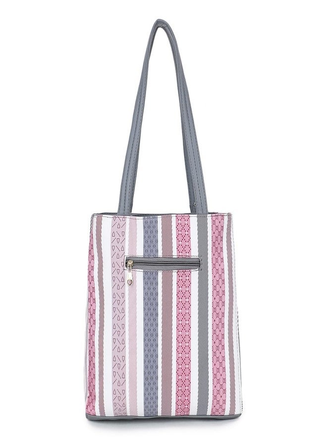 Nexeura Stylish Women's Handbag | Trendy Striped PU Leather Tote Bag for Girls | Fashion Shoulder Bag with Tassels | Lightweight Daily Office Purse | Casual College Bag | Gift for Women & Girls (GREY) - Image 4