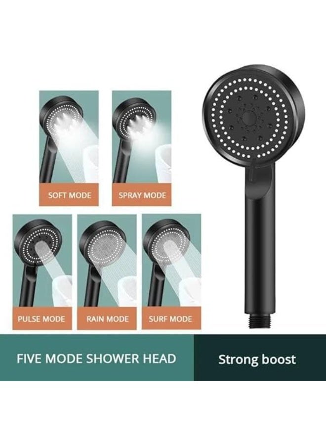 High Pressure Water Saving Adjustable Shower Head (1 Pieces) - Black - Image 4