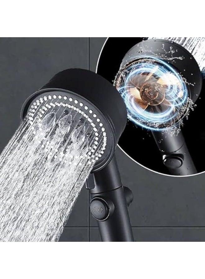 High Pressure Water Saving Adjustable Shower Head (1 Pieces) - Black - Image 2