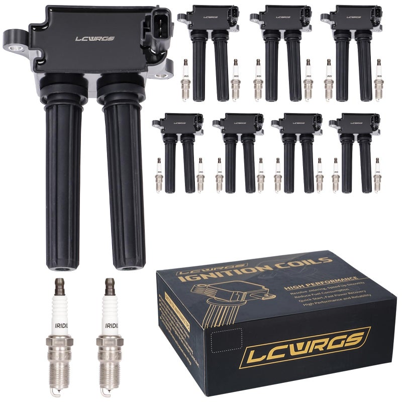 8x Ignition Coil Pack and 16x Iridium Spark Plugs Fit for 57 V8 HEMI 2009 2010 2011 2012 2013 2014 2015 Dodge Ram 1500 2500 3500 Charger Challenger Durango Jeep Cherokee Commander Chrysler 300 Aspen