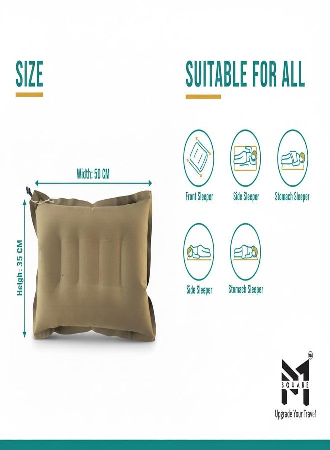 PM SQUARE Inflatable Brown Air Travel Pillow Pack of 4 for Travelling, Camping, Hostel and Office - Image 4