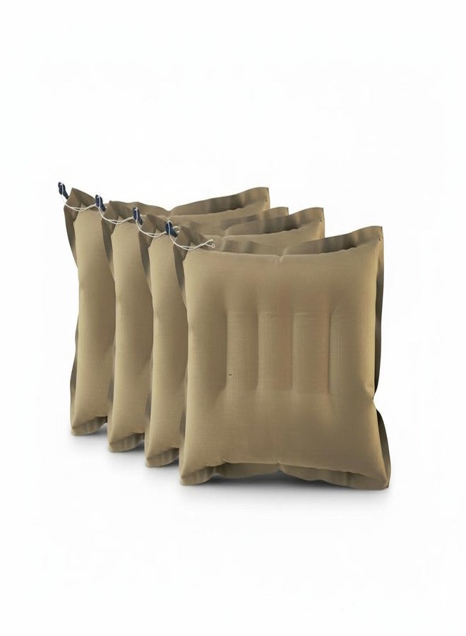 PM SQUARE Inflatable Brown Air Travel Pillow Pack of 4 for Travelling, Camping, Hostel and Office - Image 2
