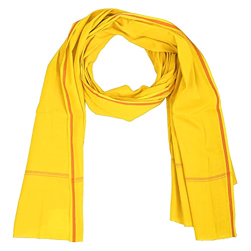 ROLIMOLI 100% Cotton Yellow Gamchha Angochha Soft Handwoven Bath Towel Traditional Indian Cloth (2 Meter) - Image 5